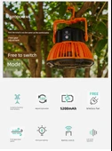 USB Fan Lamba - Taşınabilir Gece Balıkçılığı - X10 Uzaktan Kumandalı - Turuncu - 5200mAh - 8