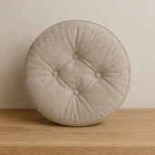 Yuvarlak Oturma Minderi  40 Cm, Kırpık Kavçuk Dolgulu, 4 Düğmeli, Döşemelik Kumaş - 1