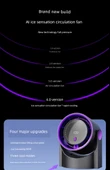 Taşınabilir Masaüstü Fan - Dyson Gri - Yedi Spiral Fan Kanadı - Akıllı Zamanlama - Dijital Ekran - Gürültü Azaltma - 8