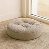 Yuvarlak Oturma Minderi  40 Cm, Kırpık Kavçuk Dolgulu, 4 Düğmeli, Döşemelik Kumaş - 3