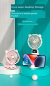 Taşınabilir USB Şarjlı El Fanı - Fildişi - 1200MAH Pil - 5. Vites - Elektrik Göstergesi - 11