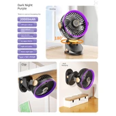 8 İnç USB Elektrikli Klip Fan - Dyson Mor - 20000mAH - AI Dijital Ekran - 1