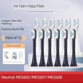 Temiz Beyaz ve Derin Deniz Mavisi Diş Fırçası Başlıkları - 6 Adet - Xiaomi T301 T302 T501 - 1