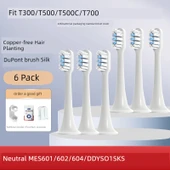 Geliştirilmiş Beyaz Diş Fırçası Başlıkları - 6 Adet - Xiaomi T300 T500 - 1