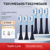 Geliştirilmiş Yumuşak Kauçuk Darbe Önleyici Siyah Diş Fırçası Başlıkları - 6 Adet - Xiaomi T301 T302 T501 - 1