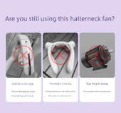 Halterneksiz Fan - Upgraded Kulomi - Ortak Sticker - 3 Hız - Uzun Pil - Sessiz - Hızlı Soğutma - 10