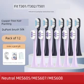 Romantik Mor ve Derin Deniz Mavisi Diş Fırçası Başlıkları - 6 Adet - Xiaomi T301 T302 T501 - 1