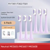 Romantik Mor Diş Fırçası Başlıkları - 6 Adet - Xiaomi T301 T302 T501 - 1