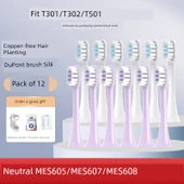 Temiz Beyaz ve Romantik Mor Diş Fırçası Başlıkları - 6 Adet - Xiaomi T301 T302 T501 - 1