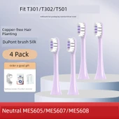 Romantik Mor Diş Fırçası Başlıkları - 4 Adet - Xiaomi T301 T302 T501 - 1