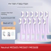 Romantik Mor Diş Fırçası Başlıkları - 12 Adet - Xiaomi T301 T302 T501 - 1