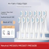 Temiz Beyaz Diş Fırçası Başlıkları - 12 Adet - Xiaomi T301 T302 T501 - 1