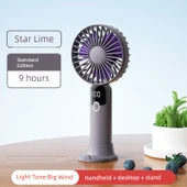 Taşınabilir El USB Fanı - Yıldız Limonu - Standart Sürüm - 9 Saat Dayanıklılık - El + Masaüstü - 6. Vites Rüzgar - 1