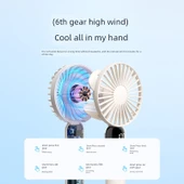 Taşınabilir El USB Fanı - Yıldız Limonu - Standart Sürüm - 9 Saat Dayanıklılık - El + Masaüstü - 6. Vites Rüzgar - 3
