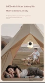 Şarjlı Masa Fanı - Buz Beyazı - Uzaktan Kumanda - Tripod - Uzun Süreli - 7200mAh - 8
