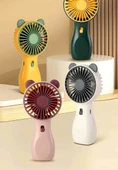 Taşınabilir Mini USB Şarjlı Masa Fanı - Kedi Kulaklı Taro Mor - 250mAh Batarya - 8