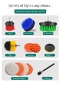 Elektrikli Temizlik Fırçası - Sarı - Ekonomik 3 Parça Set + Uzatma Çubuğu - 10