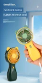 Taşınabilir Mini USB Şarjlı Masa Fanı - Kedi Kulaklı Taro Mor - 250mAh Batarya - 12