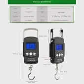 Taşınabilir Elektronik Kanca Terazisi - Çince - 50kg/10g - Mezura ile - 9