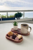 Doğal Ahşap Kahve Sunumluğu – Gökkuşağı Desenli Servislik | Kayın Ağacı 24x15 cm - 5