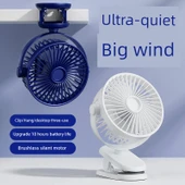 USB Şarjlı Taşınabilir Klip Fan - Beyaz - USB Tak - İki Hızlı - 5