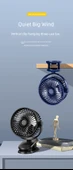 USB Şarjlı Taşınabilir Klip Fan - Siyah - USB Tak - İki Hızlı - 7
