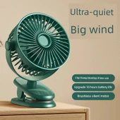 USB Şarjlı Taşınabilir Klip Fan - Siyah - 10000mA Şarjlı - 6