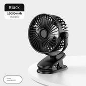 USB Şarjlı Taşınabilir Klip Fan - Siyah - 10000mA Şarjlı - 1