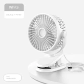 USB Şarjlı Taşınabilir Klip Fan - Beyaz - USB Tak - İki Hızlı - 1