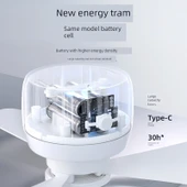 USB Şarjlı Tavan Fanı - Buz Beyaz - Uzaktan Kumandalı - Gece Lambası - 3600mAh - 3
