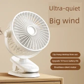 USB Şarjlı Taşınabilir Klip Fan - Mavi - 5000mA Şarjlı - 3