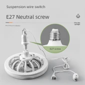 E27 LED Tavan Fanı Işık - Üç Renk Dimmer - Uzaktan Kumanda - 3 Hız - 3m Kablo ve Anahtar (Model 2) - 4
