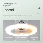 E27 LED Tavan Fanı Işık - Üç Renk Dimmer - Uzaktan Kumanda - 3 Hız - 3m Kablo ve Anahtar (Model 2) - 3