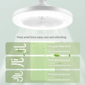 E27 LED Tavan Fanı Işık - Üç Renk Dimmer - Uzaktan Kumanda - 3 Hız - 3m Kablo ve Anahtar (Model 2) - 5
