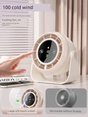 USB Masa Fanı - Derin Uzay Gri - Şarjlı - 100 Hız - Uzun Süreli - Akıllı LCD Ekran - Sessiz - İki Amaçlı - 4