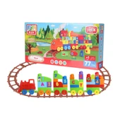 Play Blox Oyuncak Tren Seti 77 Parça Sayılar ve Alfabe Treni Parlak Renkler Mega Blok Seti - 1