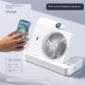 Katlanabilir USB Şarjlı Masa Fanı - Beyaz - 2400mA - 100 Hız - 5