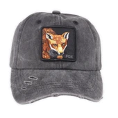 Perlotus Hayvan Desen Fox Tilki Tema Eskitme Pamuklu Şapka - 7