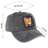 Perlotus Hayvan Desen Fox Tilki Tema Eskitme Pamuklu Şapka - 5