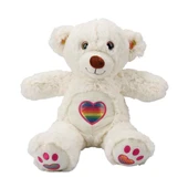 3184 Gökkuşağı Kalpli Peluş Ayı 30 cm -Sunman - 2