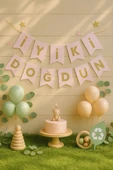 Pembe Flamalı Altın Harfli İyi Ki Doğdun Yazısı - 1