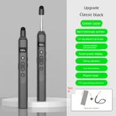 Geri Çekilebilir Lazer Pointer - Yeşil Işık - Klasik Siyah - 60cm Dijital Ekran - Geri Sayım - Titreşim Hatırlatıcısı - Tek Tuşla Etiketleme - Ayarlanabilir Lazer - 1