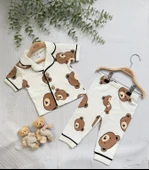 Ayıcık Baskılı Yazlık Pijama Takımı - 9