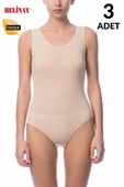 3 Adet Belinay Kalın Asklılı Çıtçıtlı Body Modal Yumuşak Bayan Atlet 0844 - 5