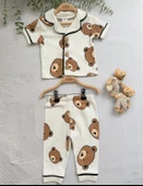 Ayıcık Baskılı Yazlık Pijama Takımı - 12