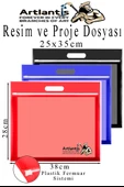 Renkli Plastik Fermuarlı Proje Dosyası 25x35 cm 3 Adet Tutmaçlı 28x38 cm Resim ve Proje Ödev Dosyası El Tutmalı - 1