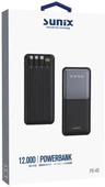 Sunix 12000 Mah Dijital Göstergeli Dahili Çoklu Kablolu Taşınabilir Powerbank Siyah PB-49 thumbnail 2