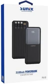 Sunix 20000 Mah Dijital Göstergeli Dahili Çoklu Kablolu Taşınabilir Powerbank Siyah PB-50 thumbnail 2