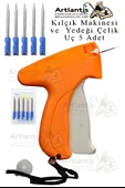 Kılçık Makinesi ve 5 li Çelik Yedek Uç 1 Paket Kılçık Tabancası Türban Tasarım Gelinlik Metal İğneli Markalama Etiket - 1