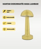 Gold Mantar Masa Lambası - Dokunmatik - 3 Renk Işık - 1